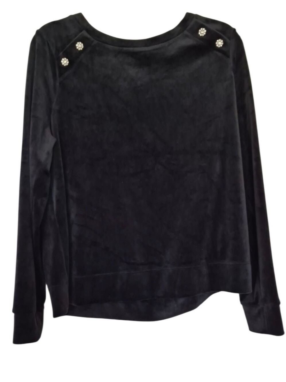 Lilly Pulitzer Size Large Black Velour Embellished Shoulder Sweatshirt
